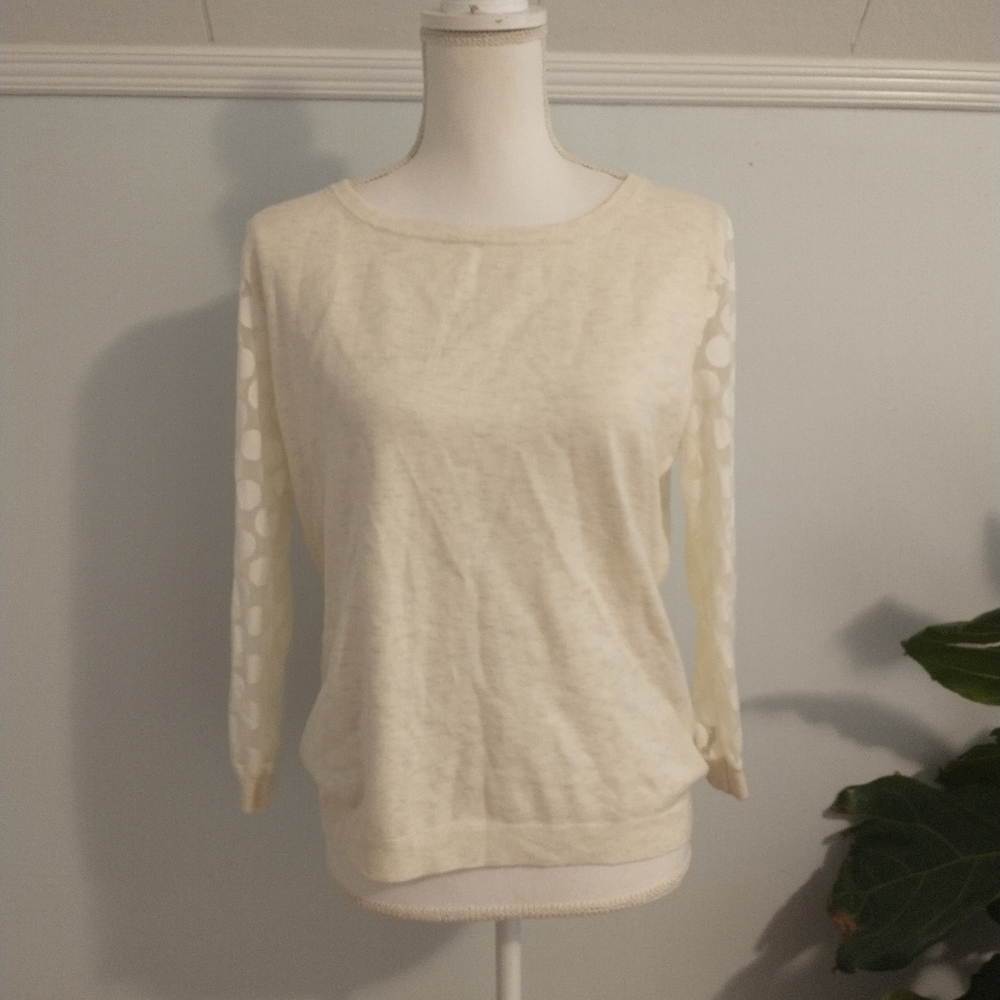 Anthropologie Sparrow Sweater Polka Dot Sleeves XL